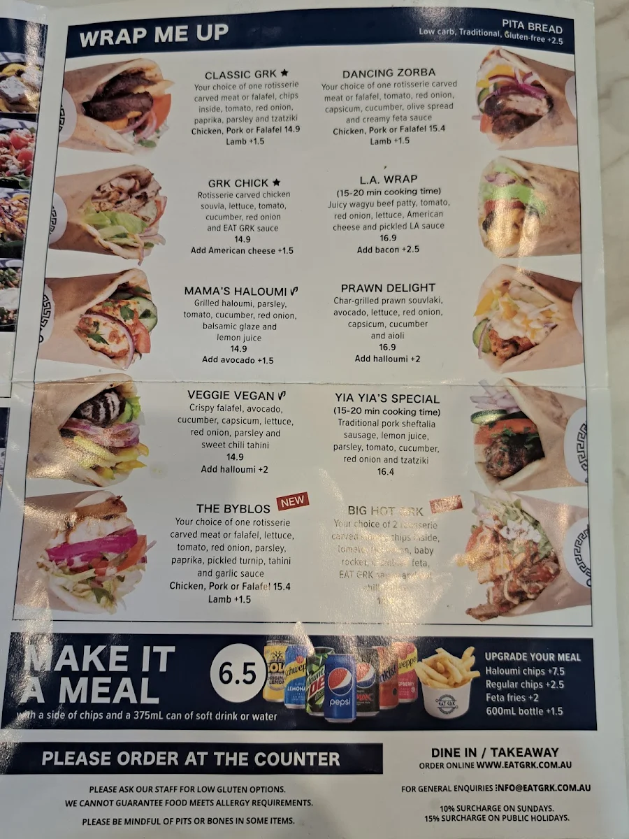 Menu, EAT GRK Penrith