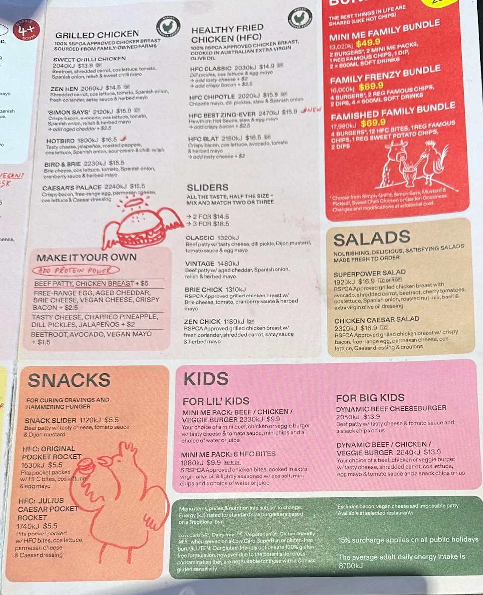 Menu, Grill'd Burgers - Chadstone Village