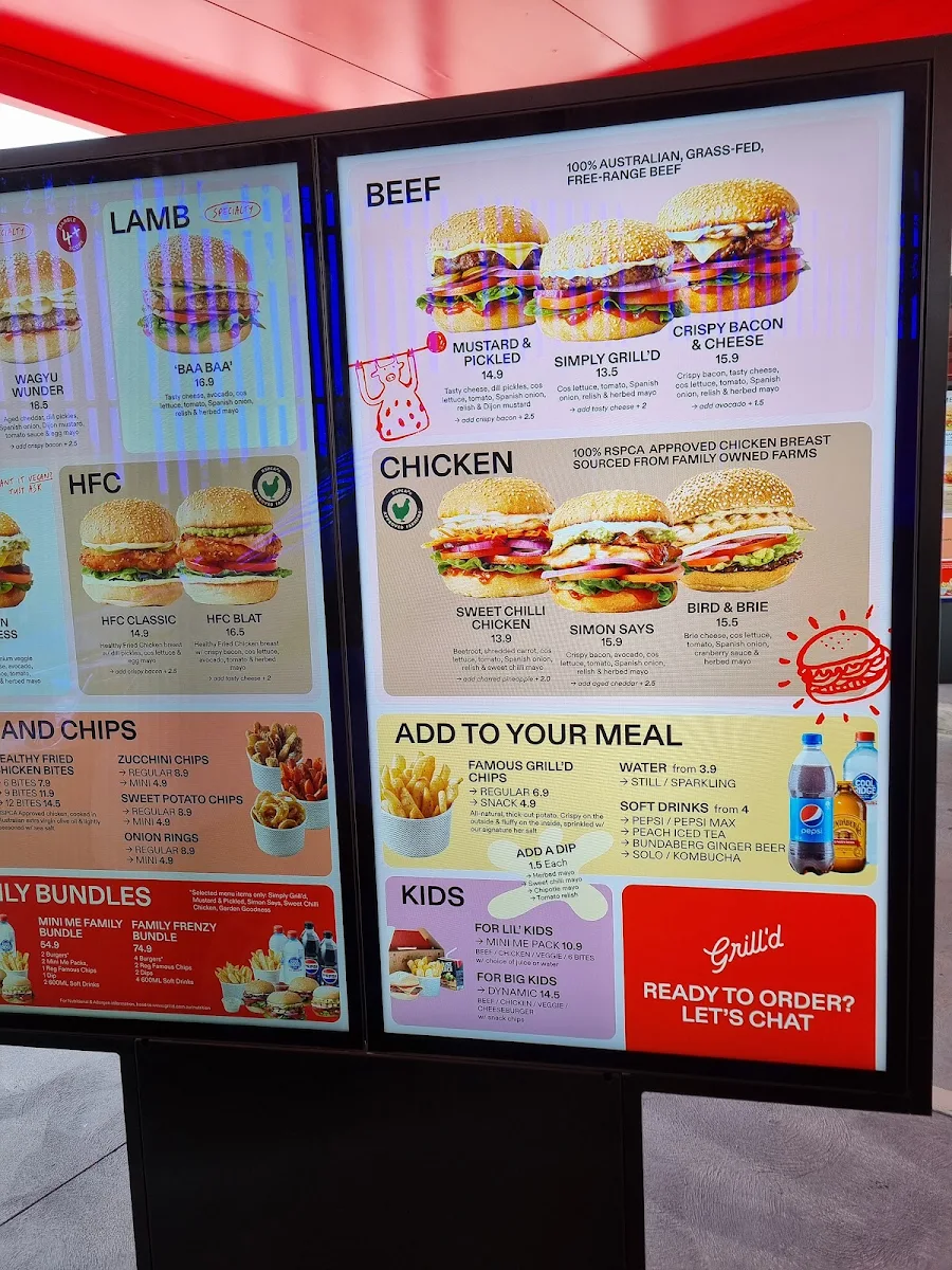 Menu, Grill'd Burgers - Chadstone Village
