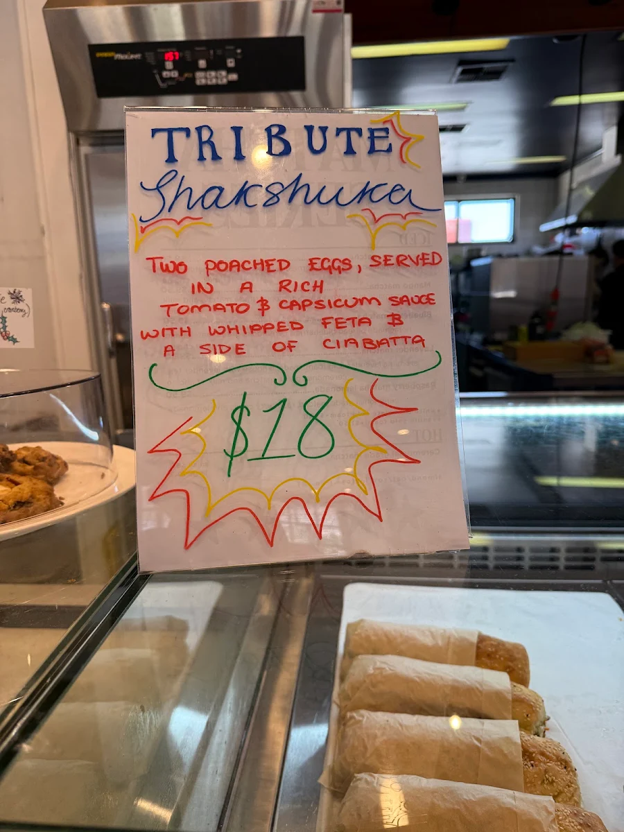 Menu, The Tribute Coffee and Kitchen Mount Hawthorn