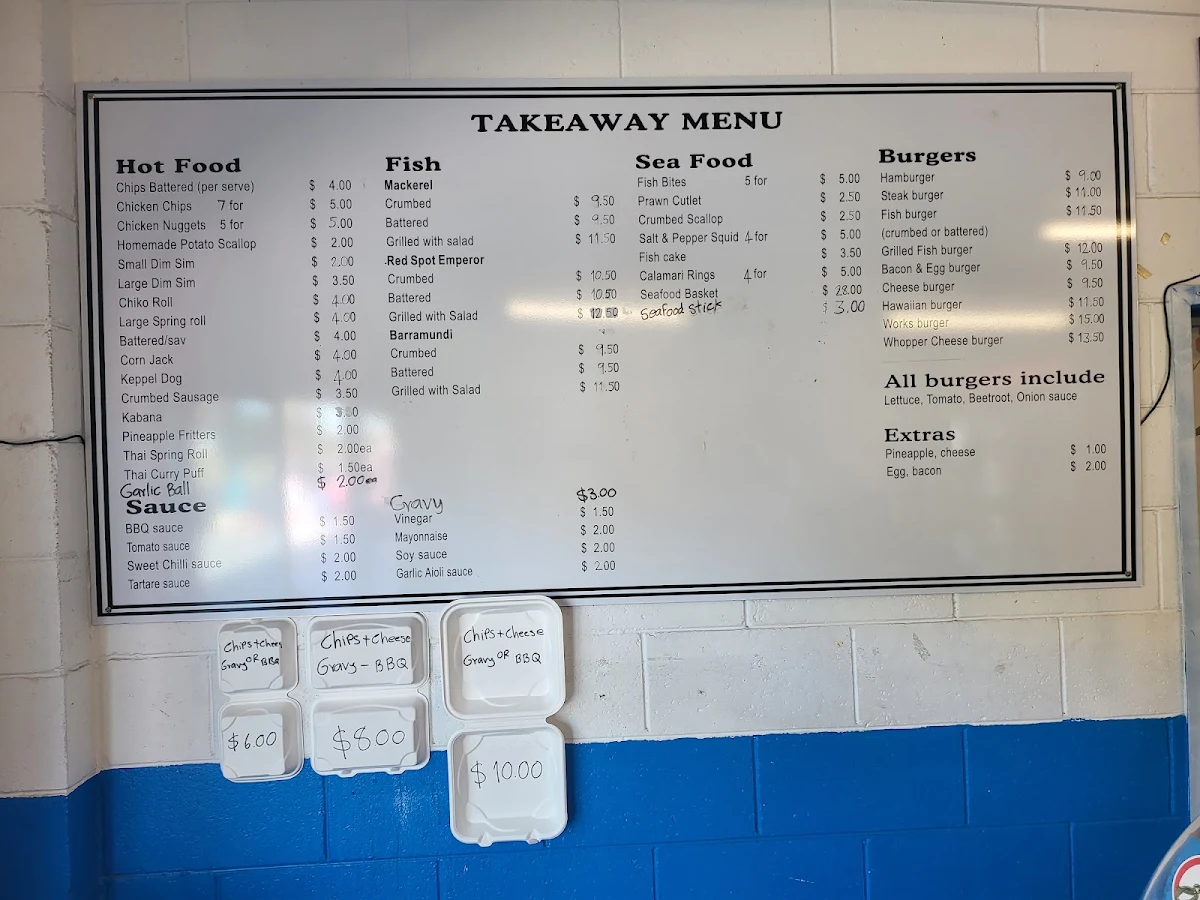 Menu, Emu Park Fish & Chips