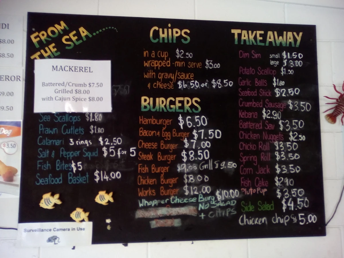 Menu, Emu Park Fish & Chips