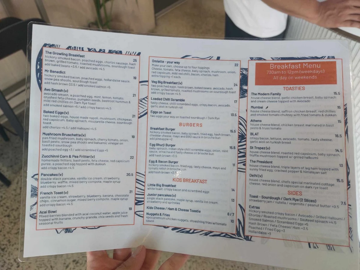 Menu, Little Growling Cafe & Restaurant