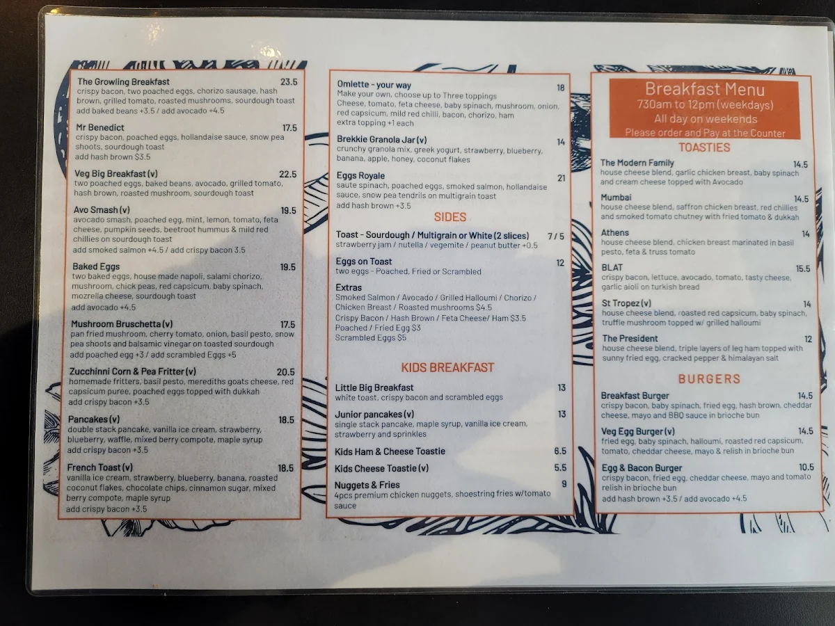 Menu, Little Growling Cafe & Restaurant