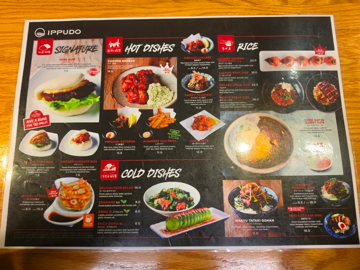 Menu, IPPUDO
