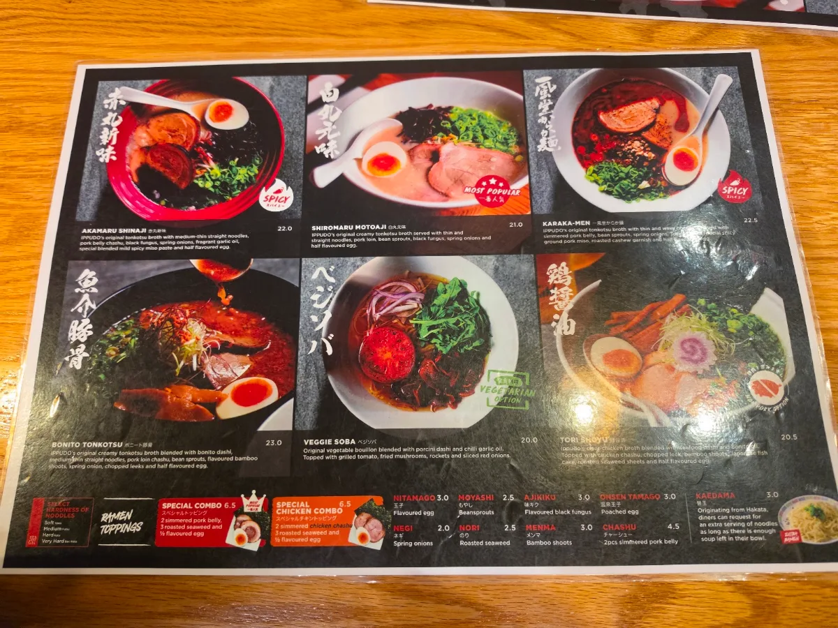 Menu, IPPUDO