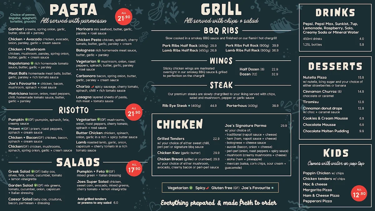 Menu, Smokin Joe's Pizza - Bundoora