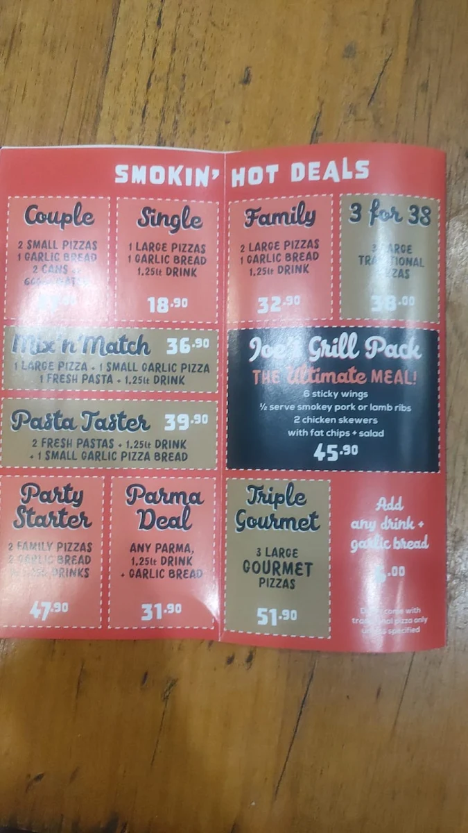 Menu, Smokin Joe's Pizza - Bundoora