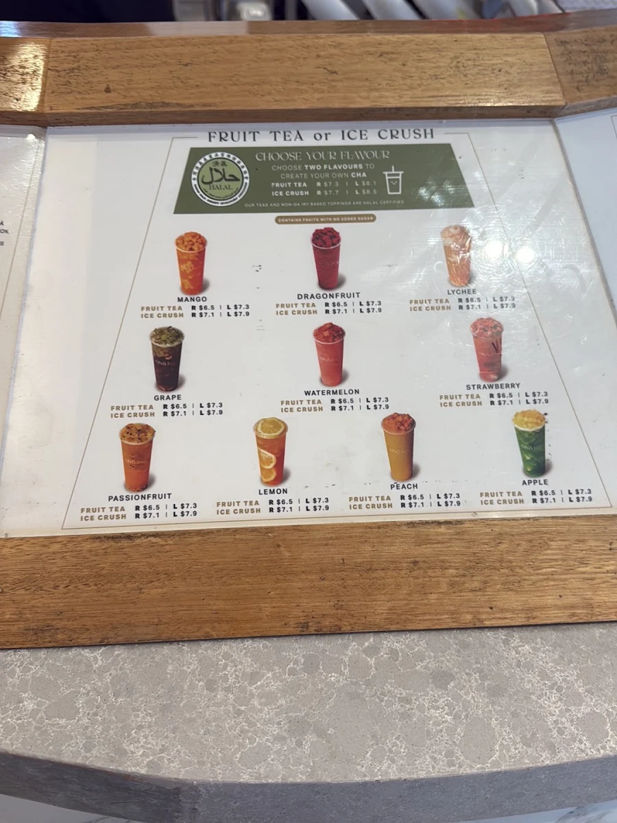 Menu, Chā Bar Ed Square