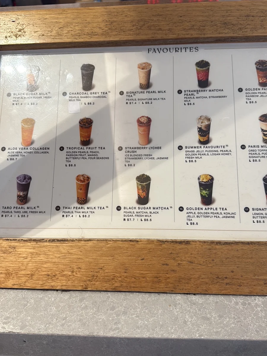 Menu, Chā Bar Ed Square
