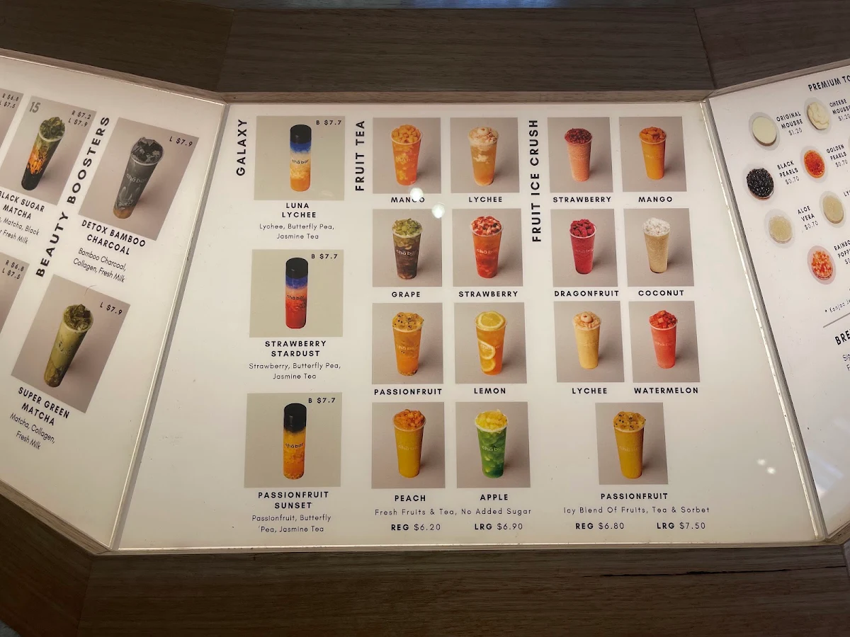 Menu, Chā Bar Ed Square