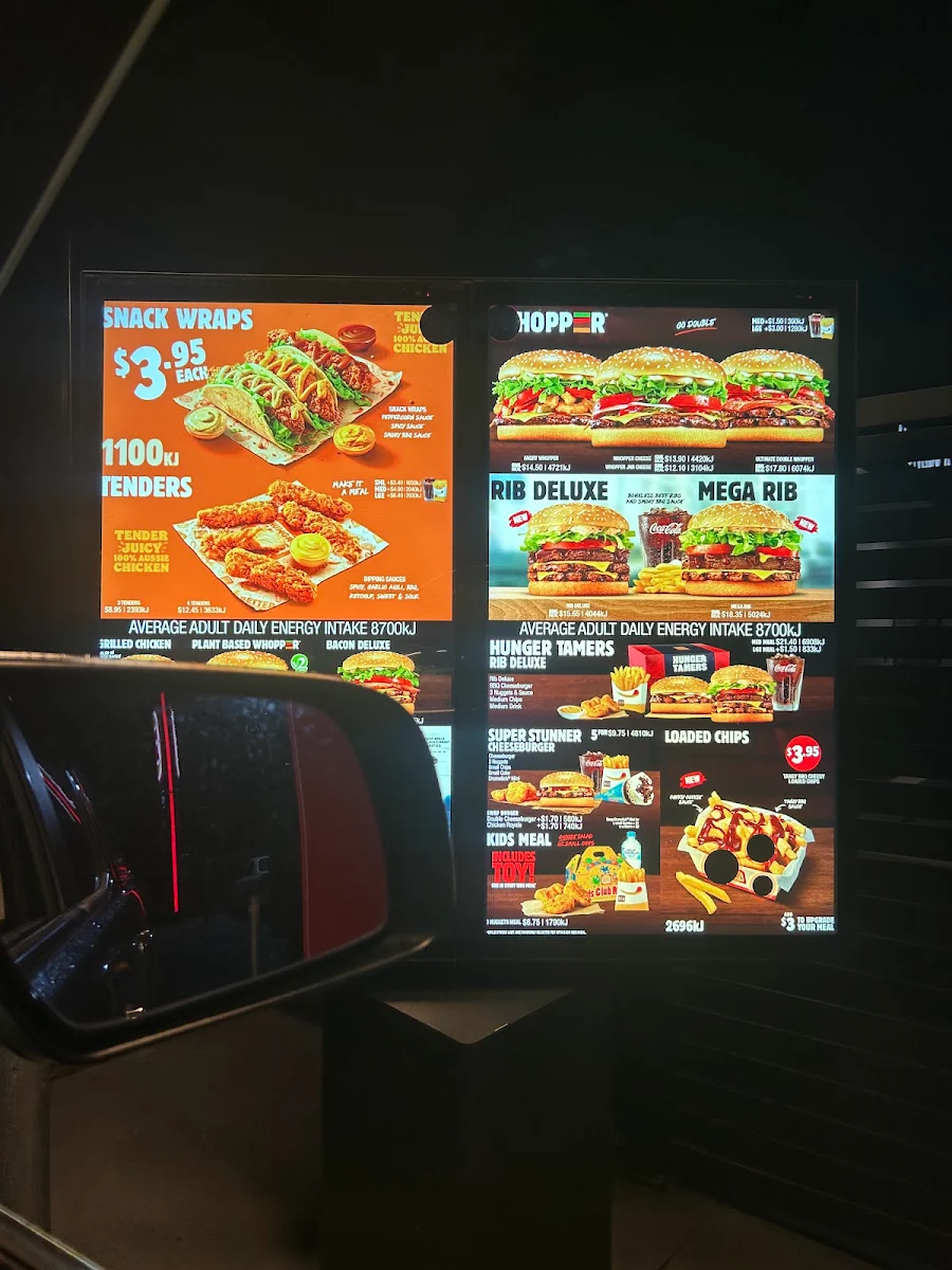 Menu, Hungry Jack's Burgers Spearwood