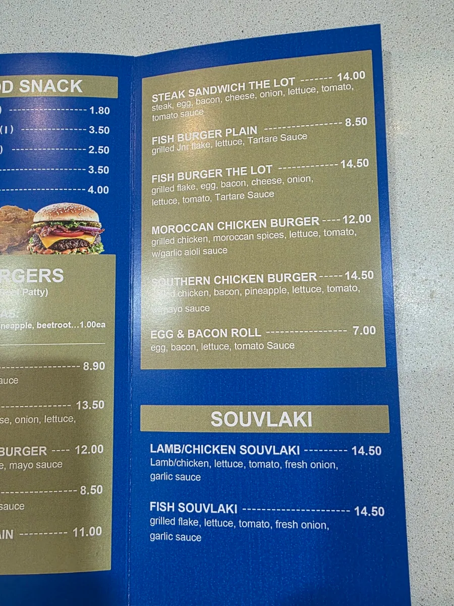 Menu, Fish in the Lakes