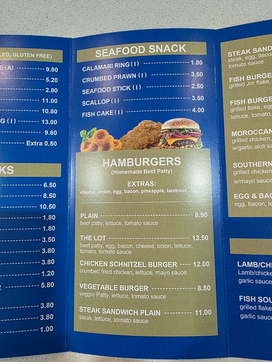 Menu, Fish in the Lakes