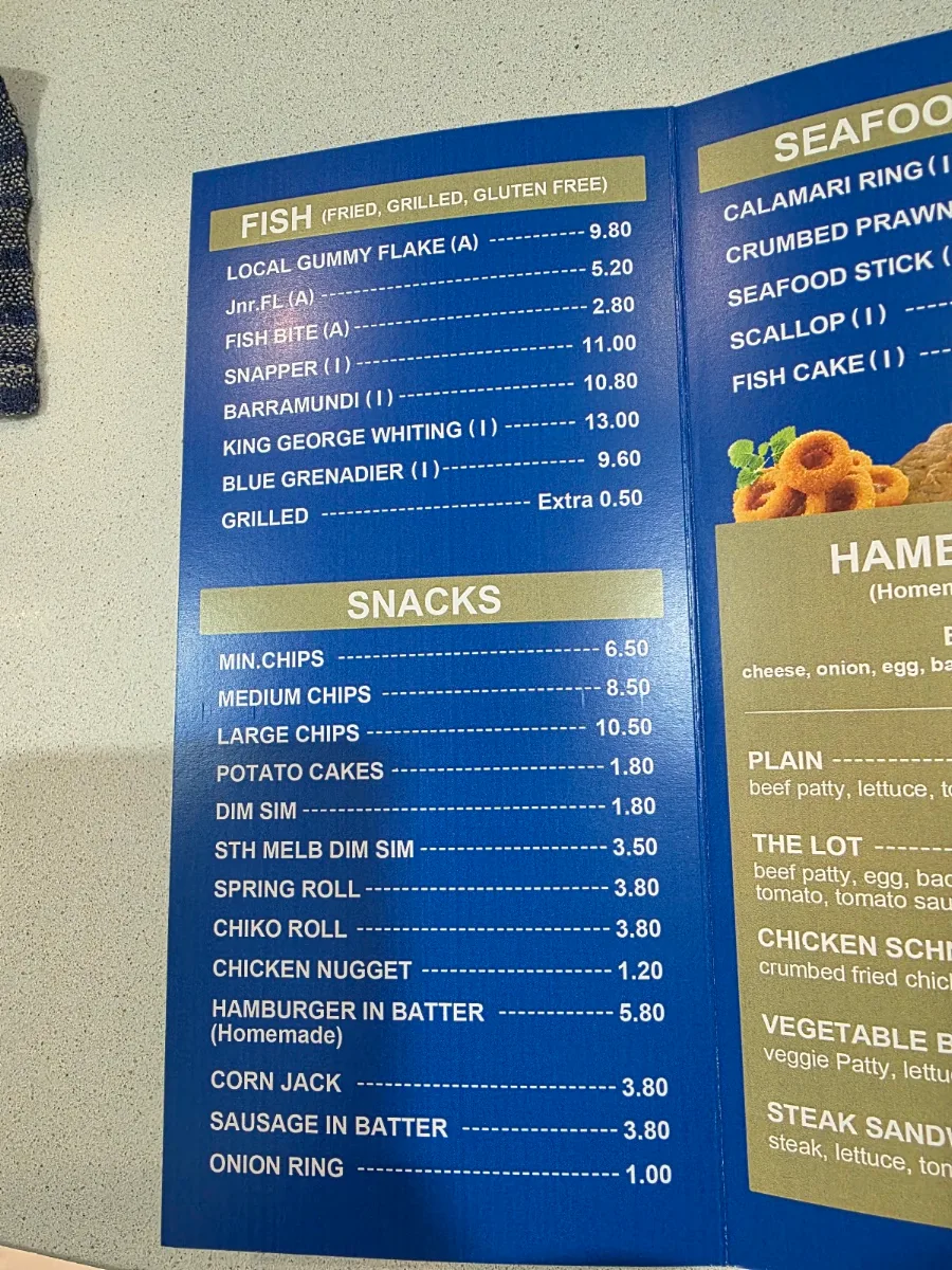 Menu, Fish in the Lakes