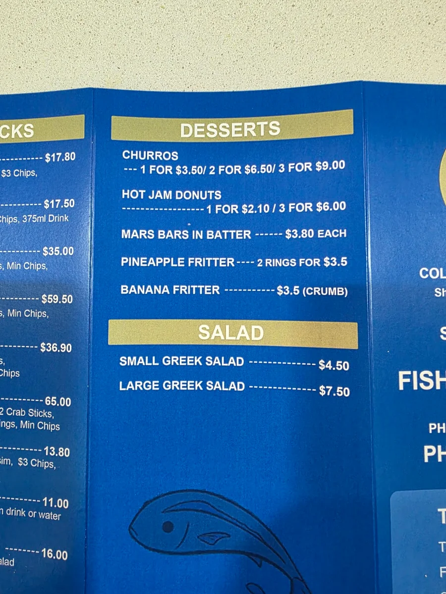 Menu, Fish in the Lakes