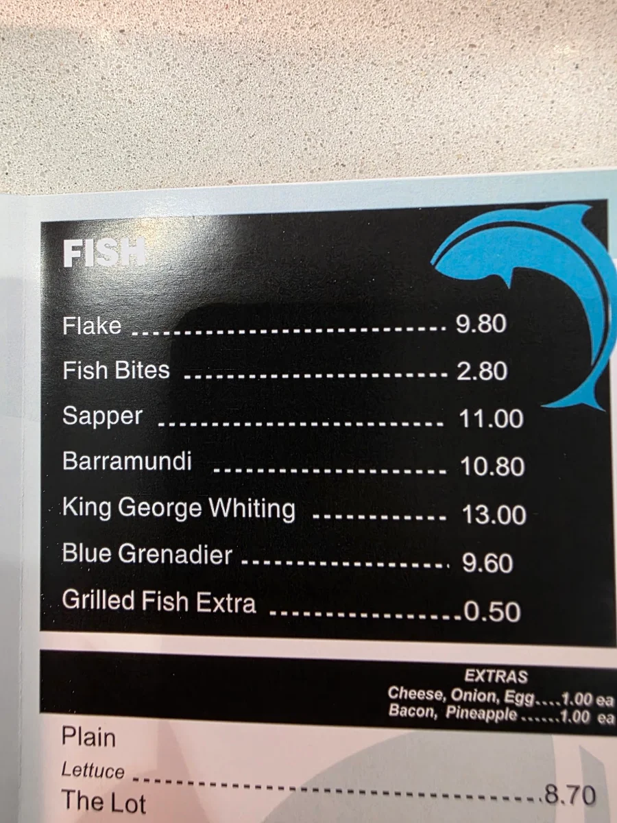 Menu, Fish in the Lakes