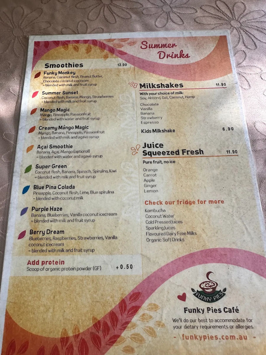 Menu, Funky Pies