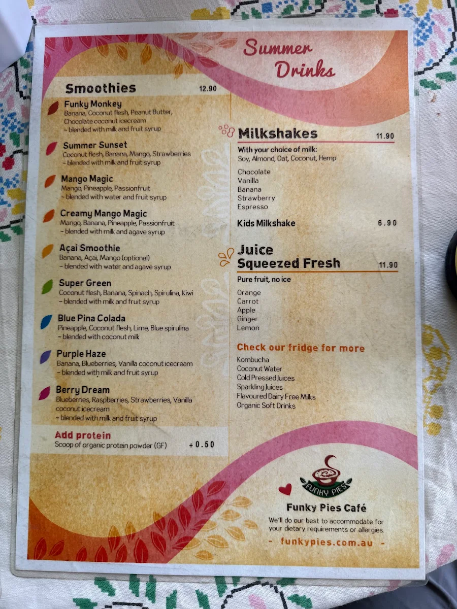 Menu, Funky Pies