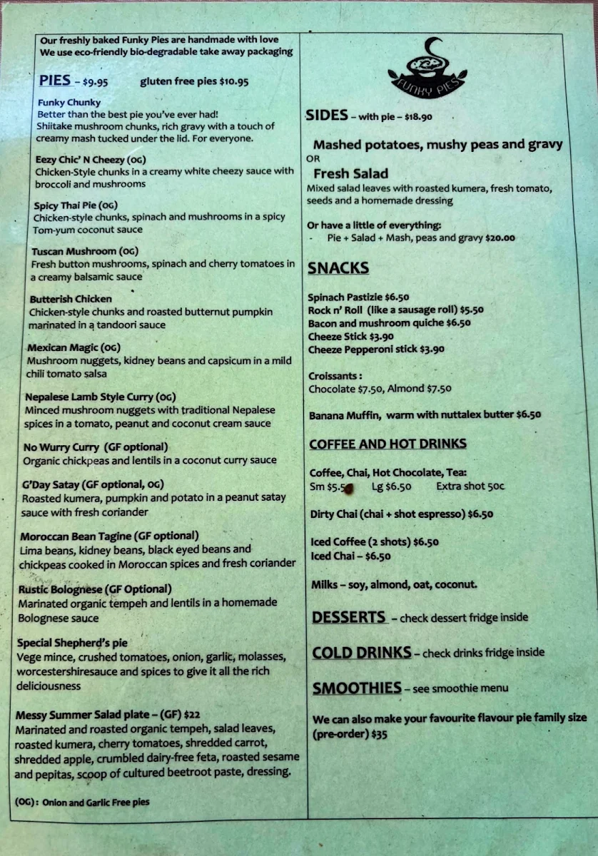 Menu, Funky Pies