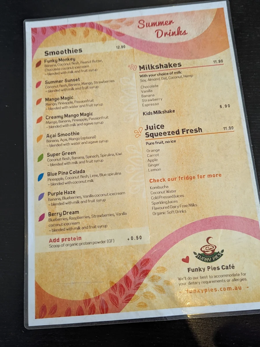 Menu, Funky Pies