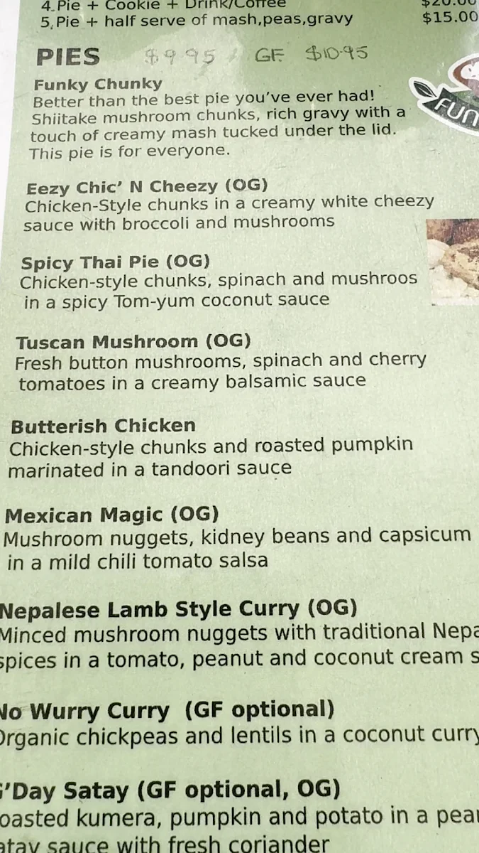 Menu, Funky Pies