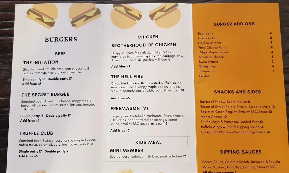 Menu, Burger Society