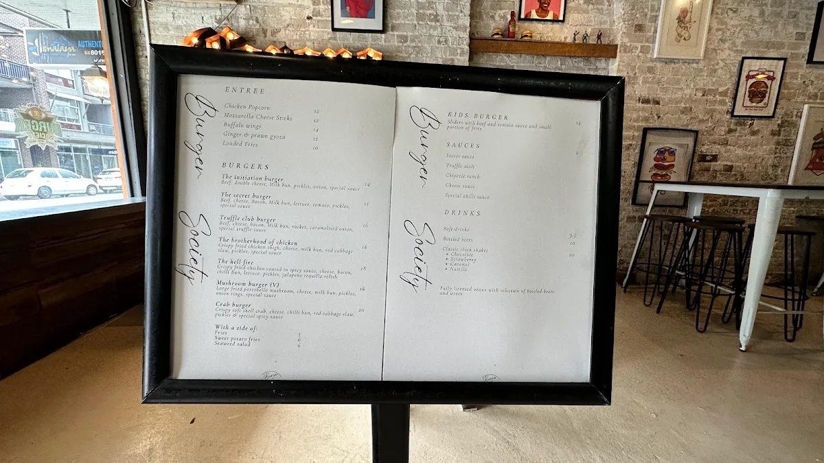 Menu, Burger Society