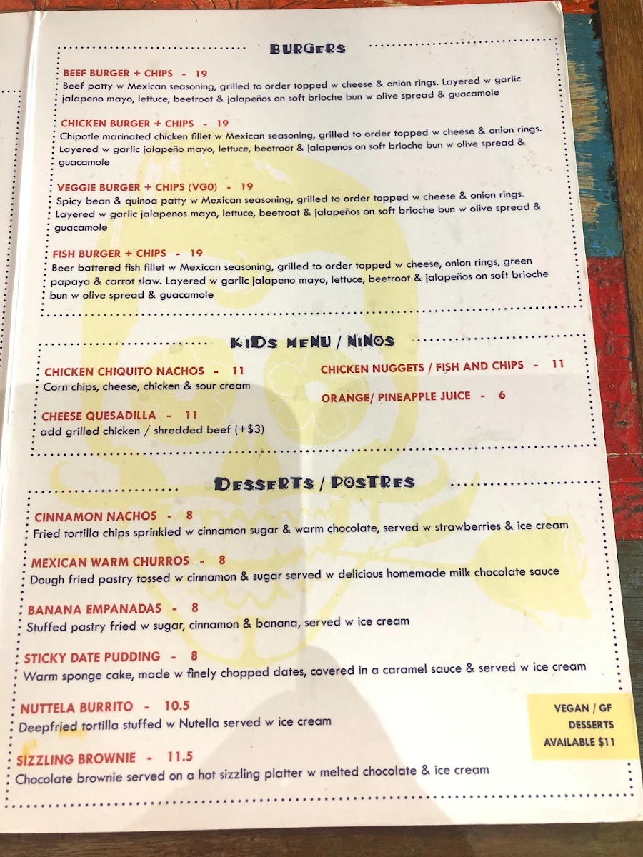 Menu, Hecho en Mexico Fitzroy