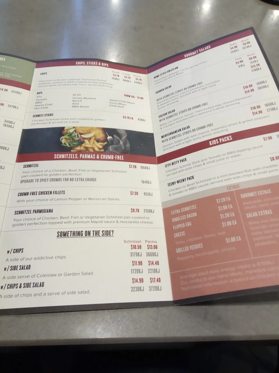 Menu, Schnitz Monash University