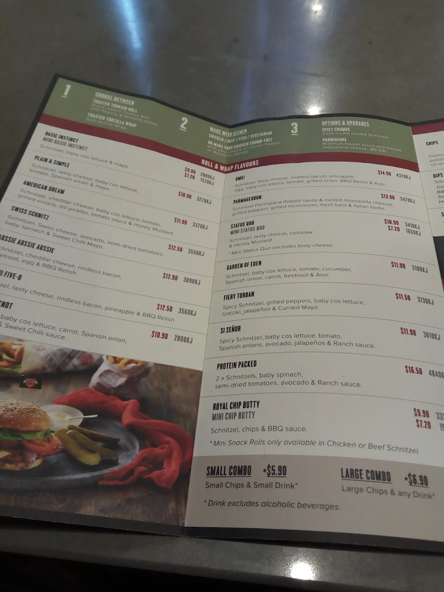 Menu, Schnitz Monash University