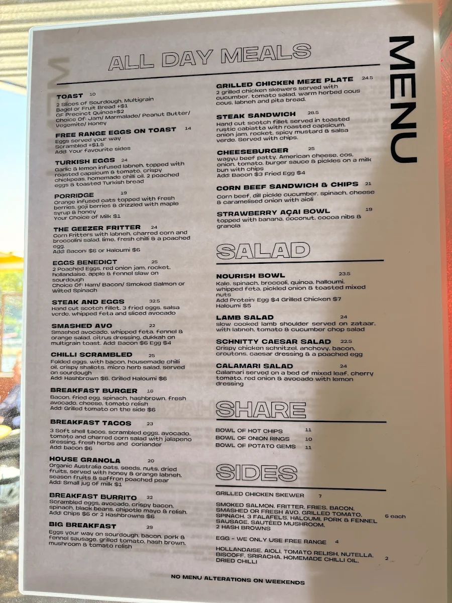 Menu, Jack the Geezer