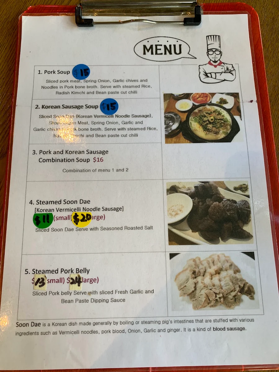 Menu, Mr Lee's Foods