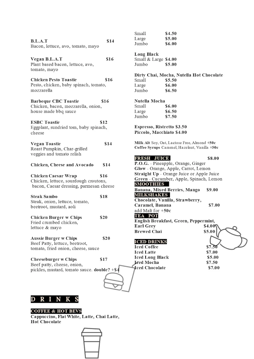Menu, Murphy’s Espresso