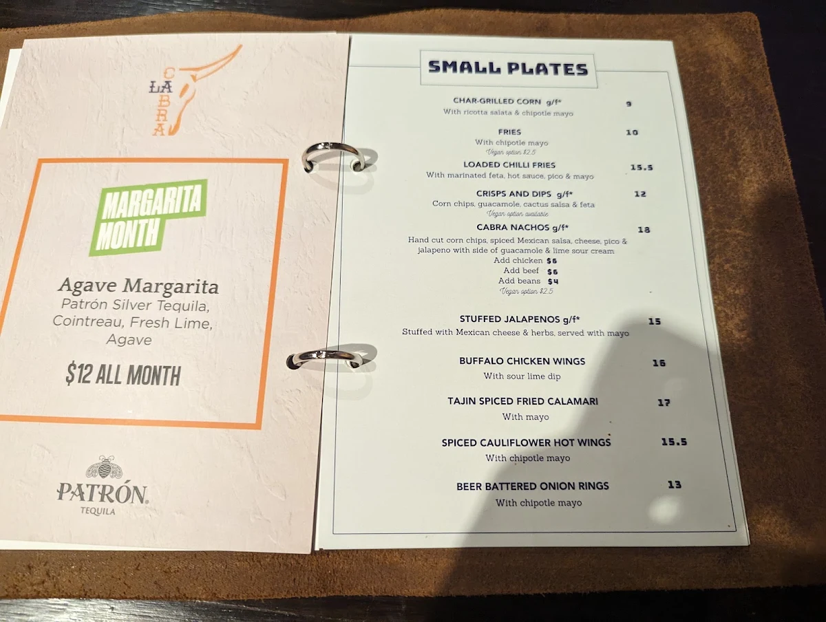 Menu, La Cabra Mexican South Yarra