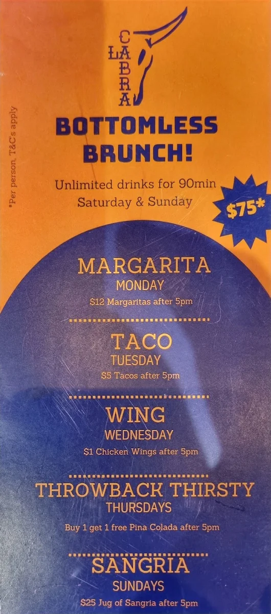 Menu, La Cabra Mexican South Yarra