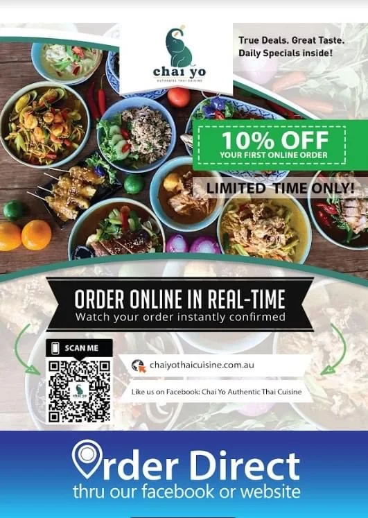 Menu, Chai Yo Authentic Thai Cuisine