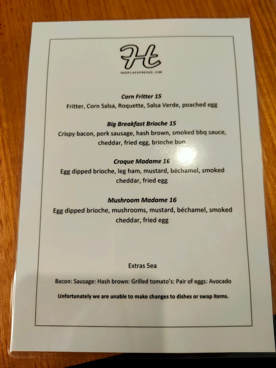 Menu, Hoopla