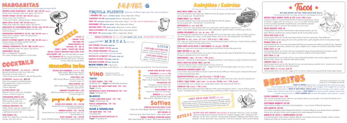 Menu, Hecho en Mexico Werribee