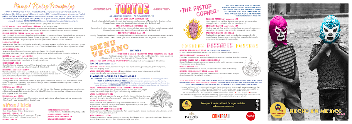 Menu, Hecho en Mexico Werribee