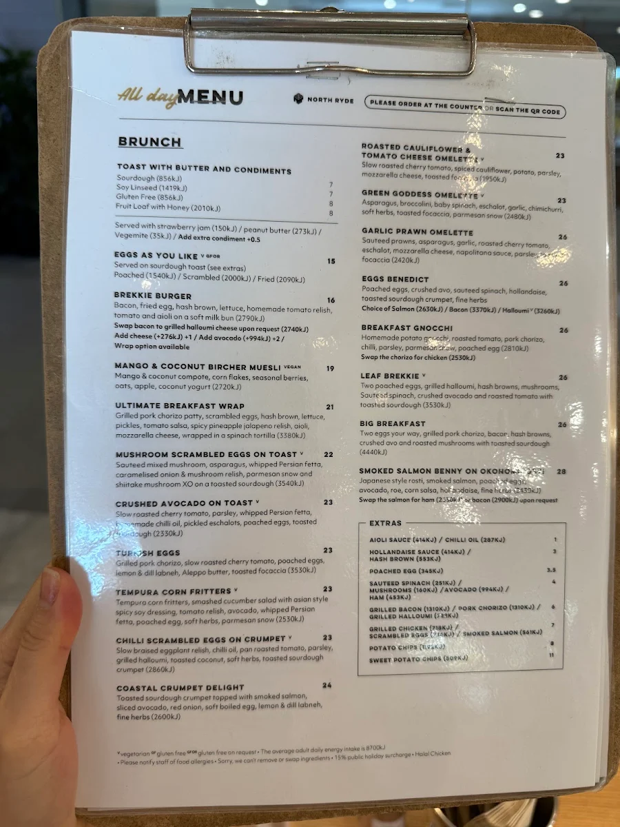Menu, Leaf Cafe & Co North Ryde