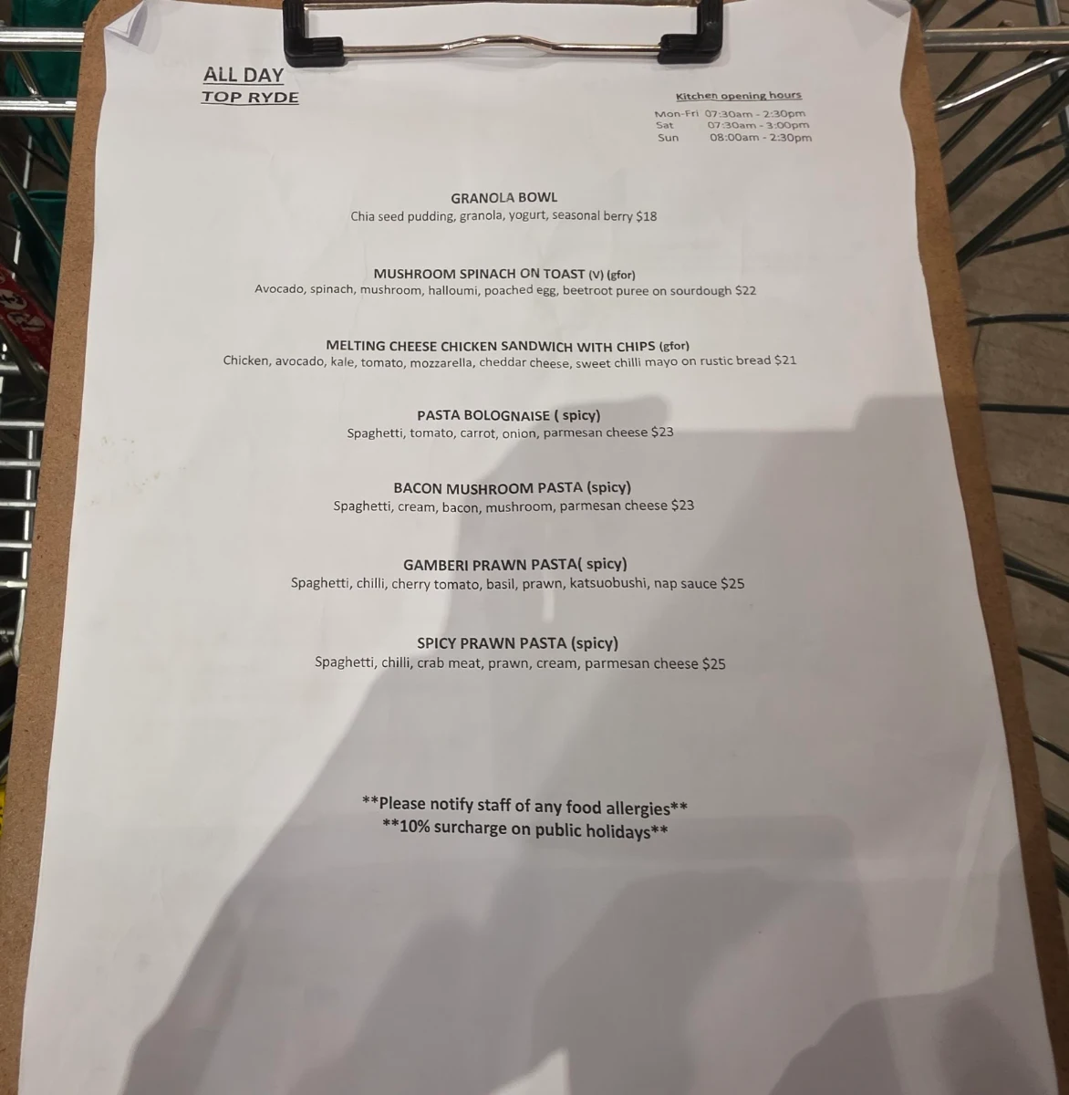 Menu, Leaf Cafe & Co North Ryde