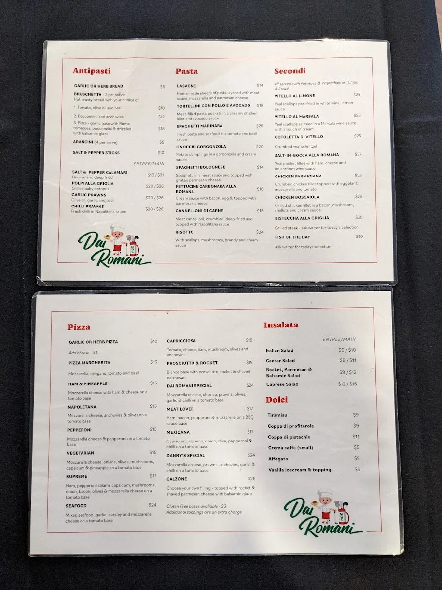 Menu, Dai Romani