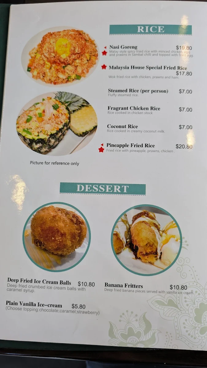 Menu, Malaysia House