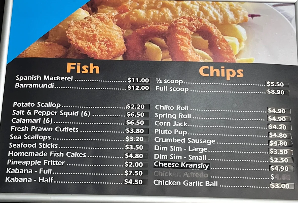Menu, Abbott Street Fish Bar