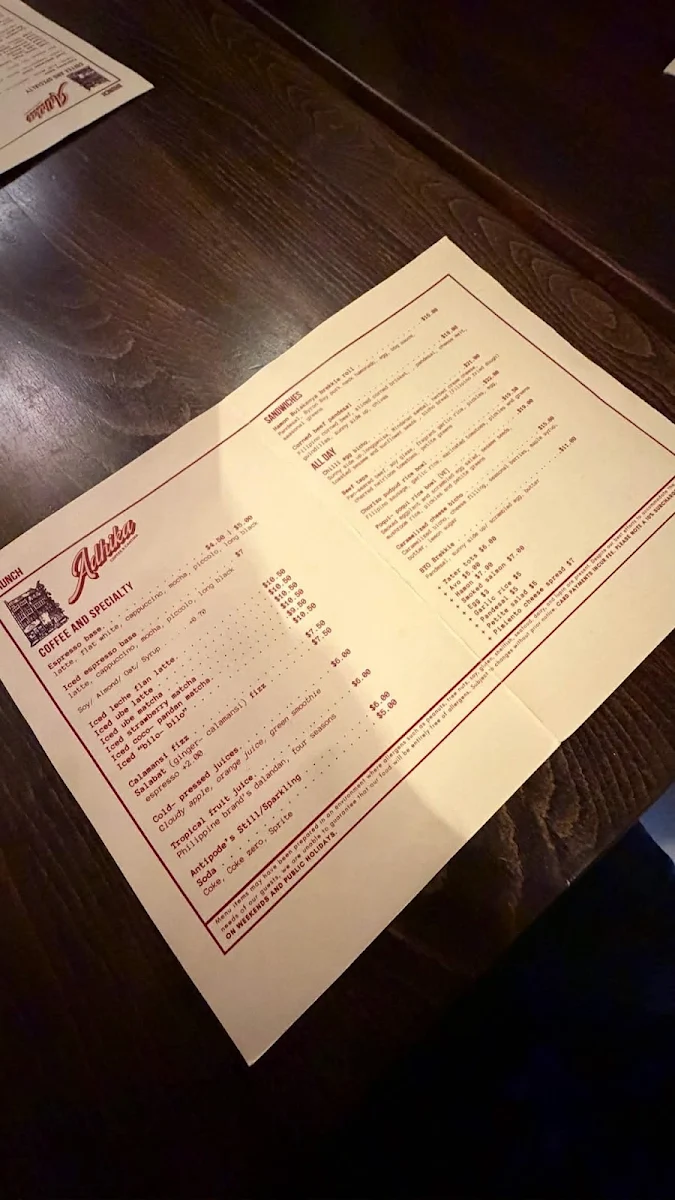 Menu, Adhika Cafe