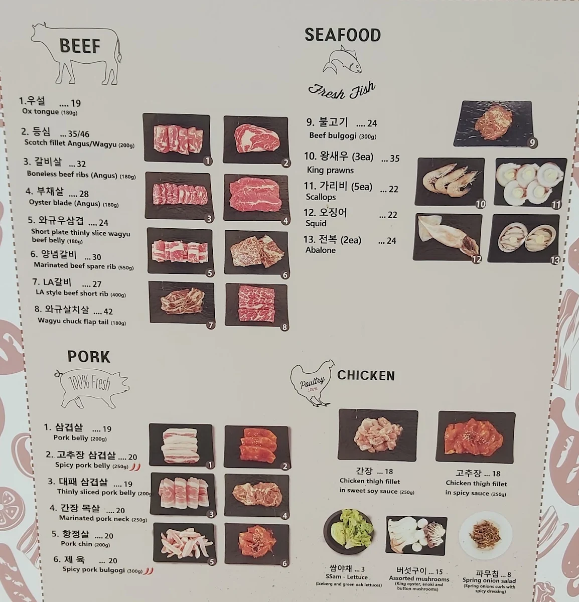 Menu, BBQ-K Glen Waverley
