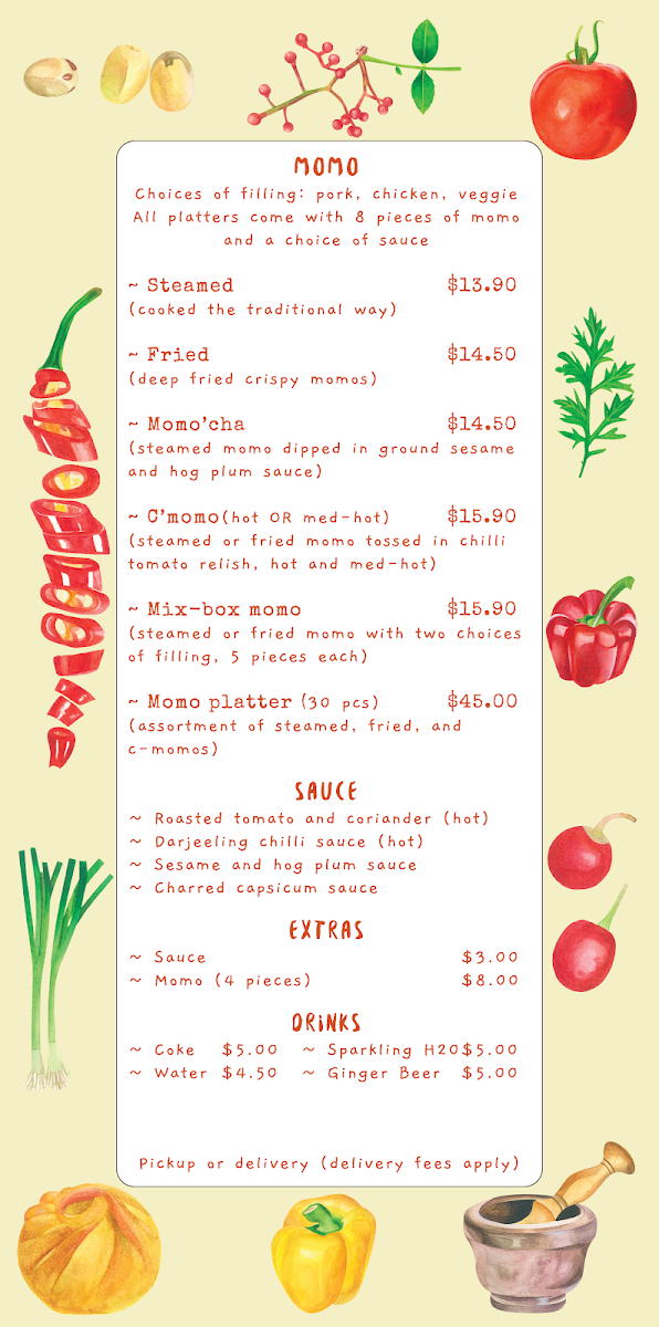 Menu, The Happy Nepalese