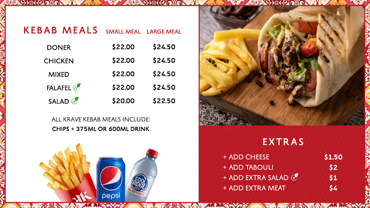 Menu, Krave Kebab
