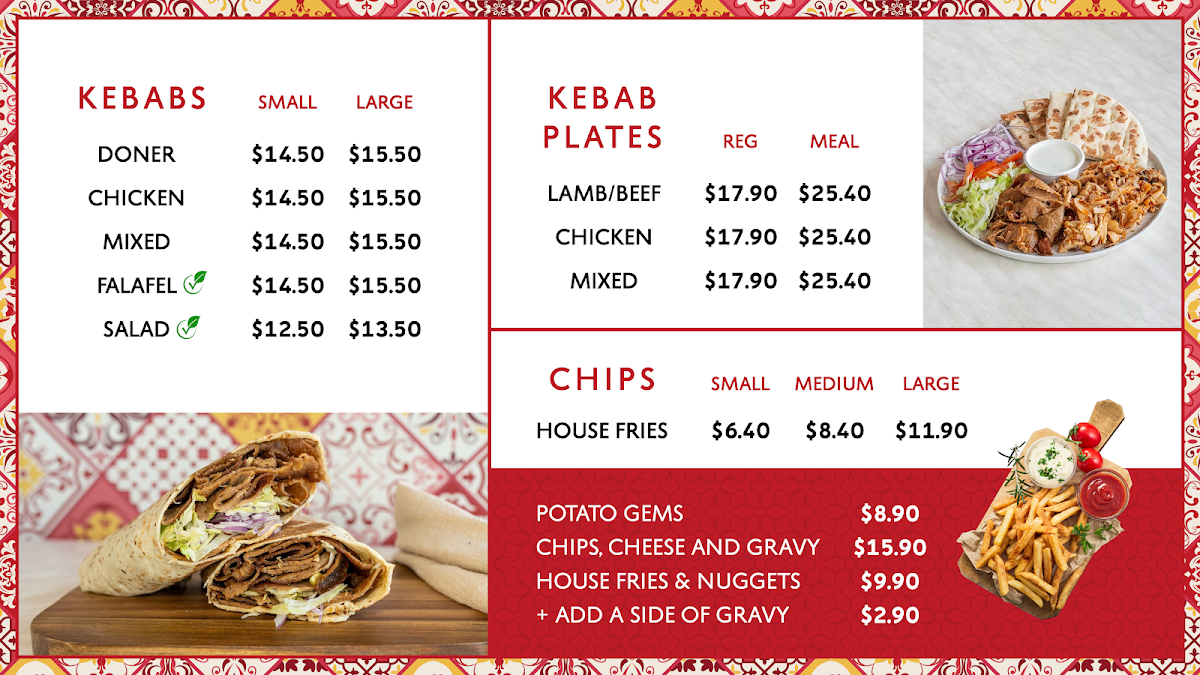 Menu, Krave Kebab